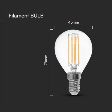 LED-polttimo FILAMENT P45 E14/6W/230V 4000K