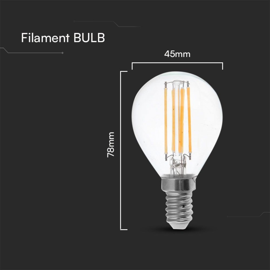 LED-polttimo FILAMENT P45 E14/6W/230V 4000K