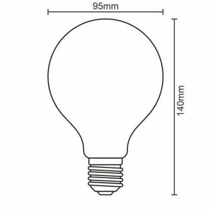 LED-polttimo FILAMENT SHAPE G95 E27/4W/230V 1800K savuinen