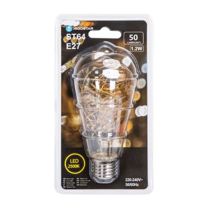 LED-polttimo FILAMENT ST64 E27/1,2W/230V 2500K - Aigostar