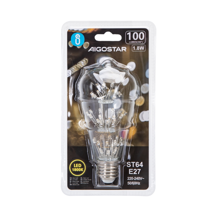 LED-polttimo FILAMENT ST64 E27/1,8W/230V 1800K - Aigostar