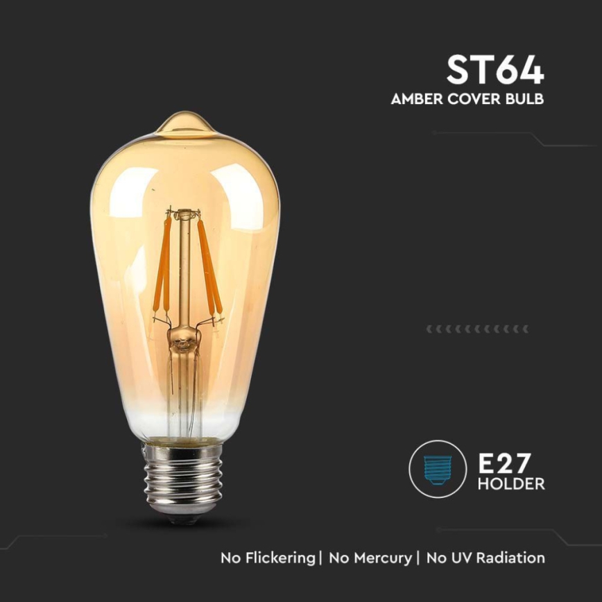 LED-polttimo FILAMENT ST64 E27/4W/230V 2200K