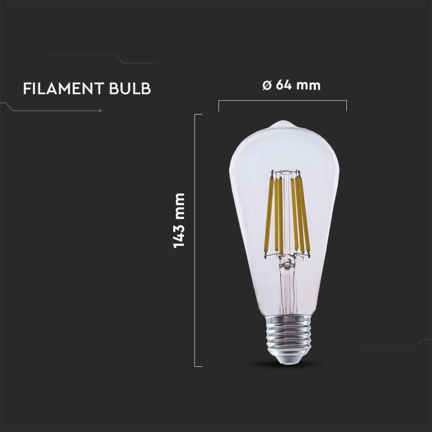 LED-polttimo FILAMENT ST64 E27/4W/230V 3000K