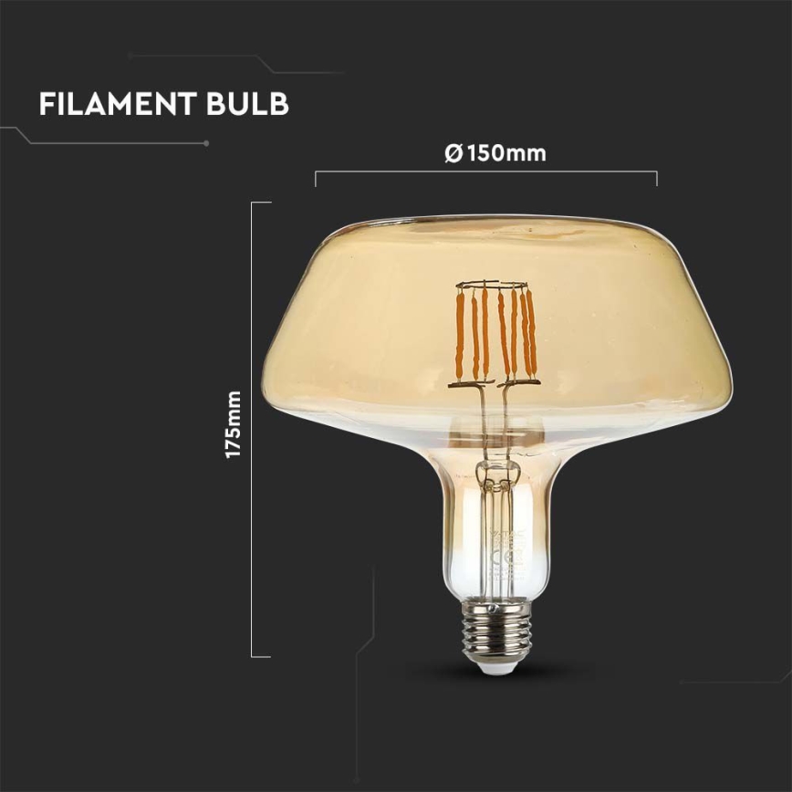 LED-polttimo FILAMENT T180 E27/8W/230V 1800K