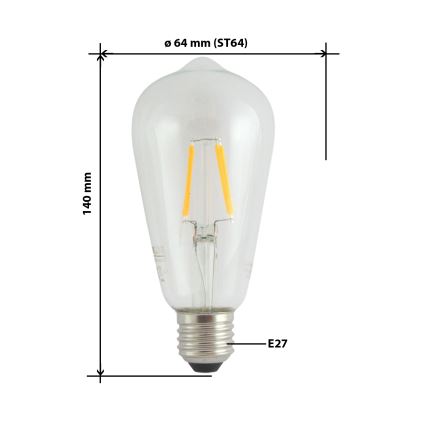LED-polttimo FILAMENT VINTAGE ST64 E27/4W/230V 2700K