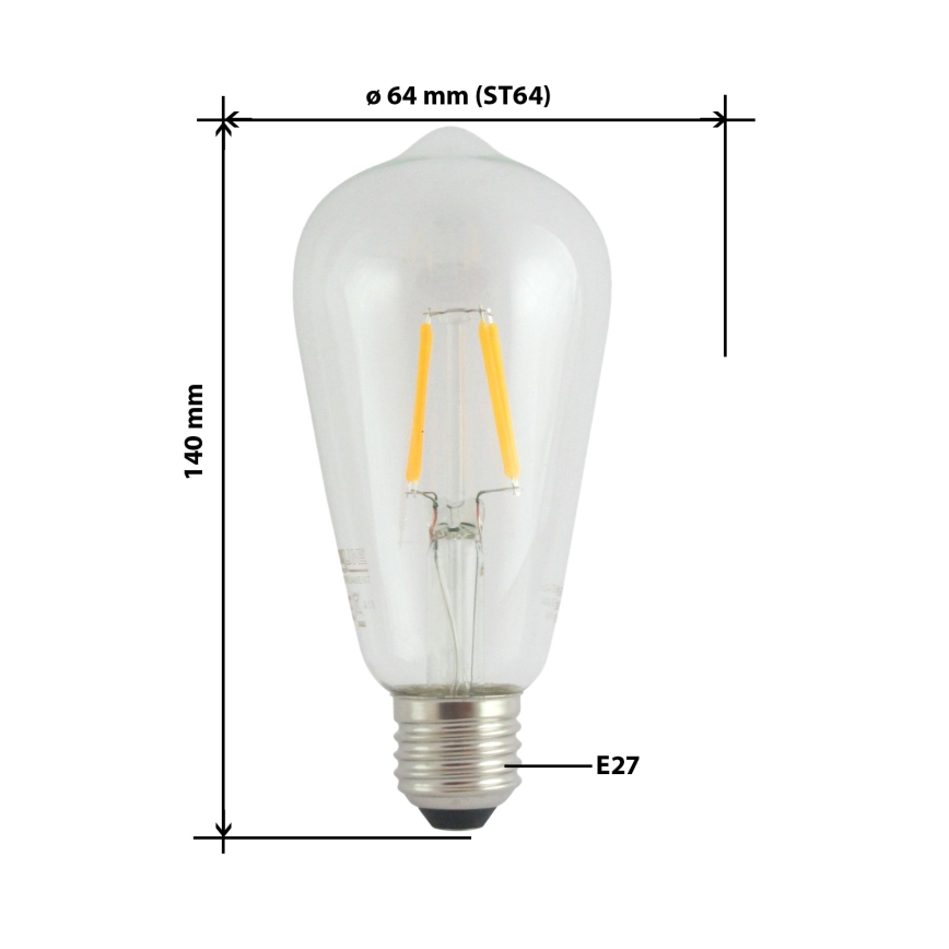 LED-polttimo FILAMENT VINTAGE ST64 E27/4W/230V 2700K