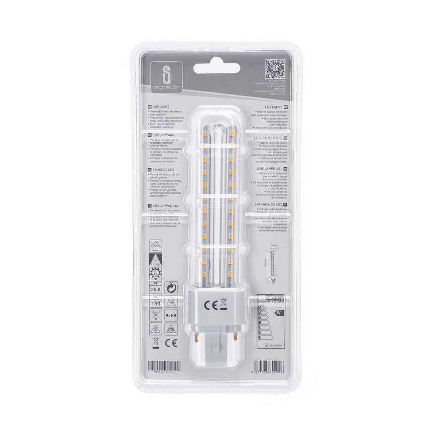 LED Polttimo G24D-3/12W/230V 3000K - Aigostar
