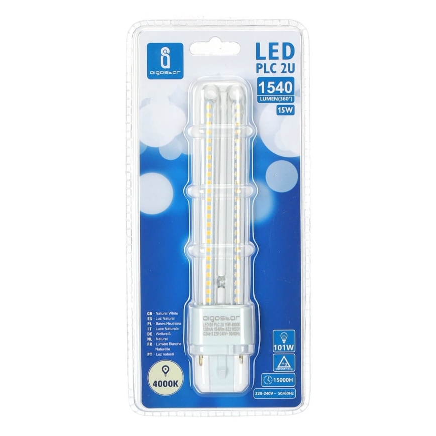 LED-polttimo G24D-3/15W/230V 4000K - Aigostar