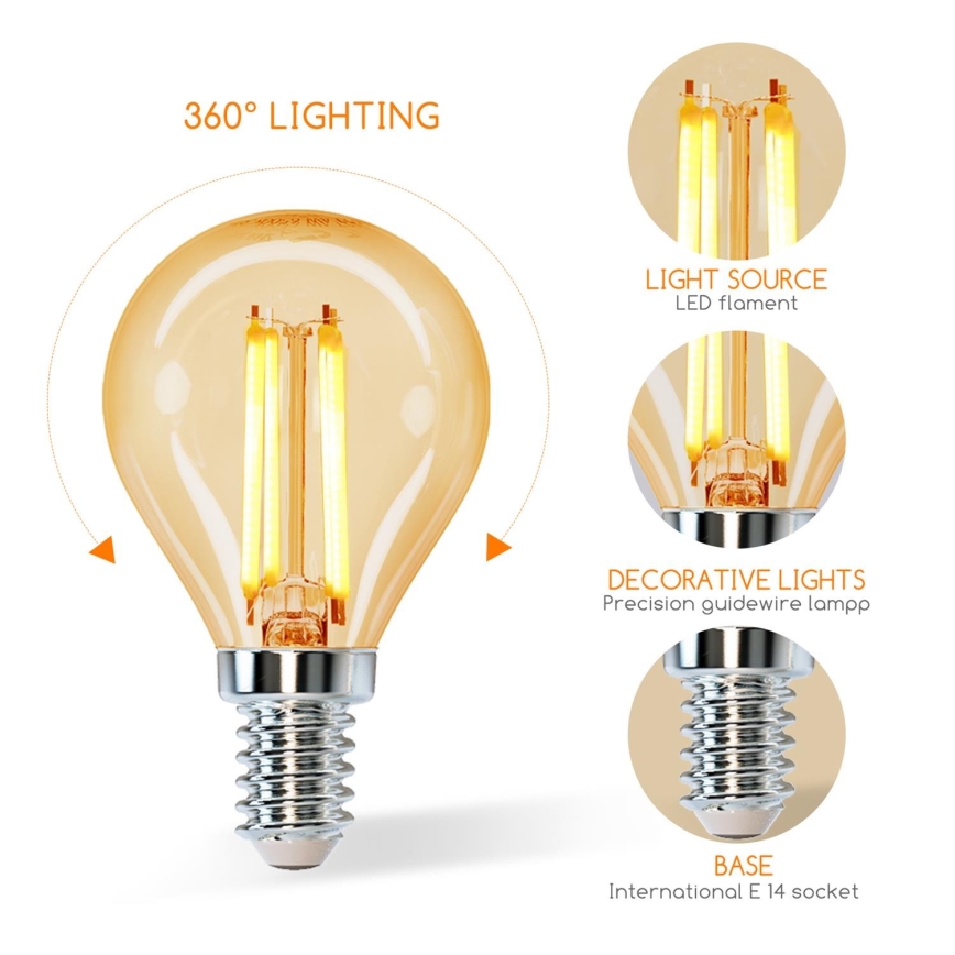 LED-polttimo G45 E14/4W/230V 2200K - Aigostar
