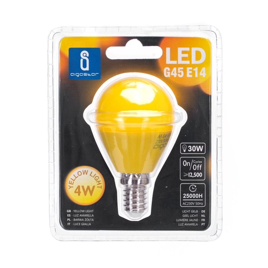 LED Polttimo G45 E14/4W/230V keltainen - Aigostar