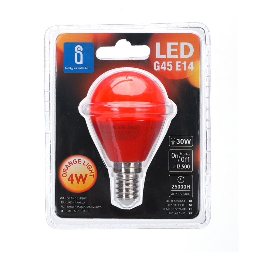 LED polttimo G45 E14/4W/230V oranssi - Aigostar