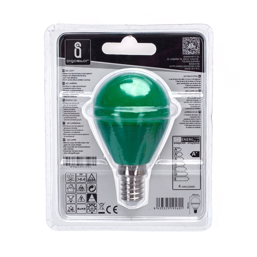 LED-polttimo G45 E14/4W/230V vihreä - Aigostar