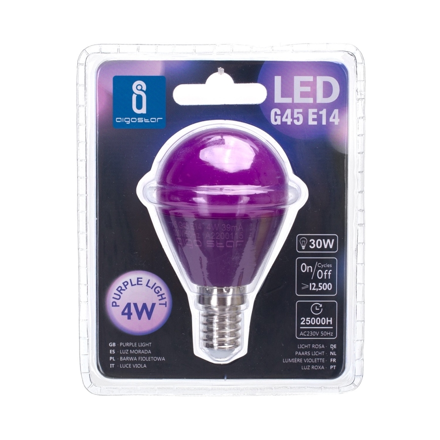 LED polttimo G45 E14/4W/230V violetti - Aigostar
