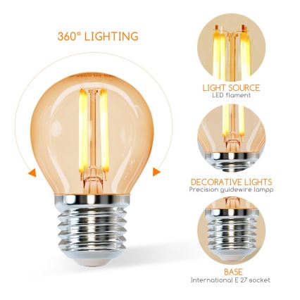 LED-polttimo G45 E27/4W/230V 2200K - Aigostar