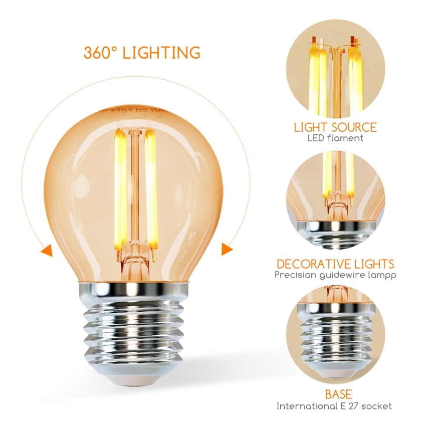LED-polttimo G45 E27/4W/230V 2200K - Aigostar