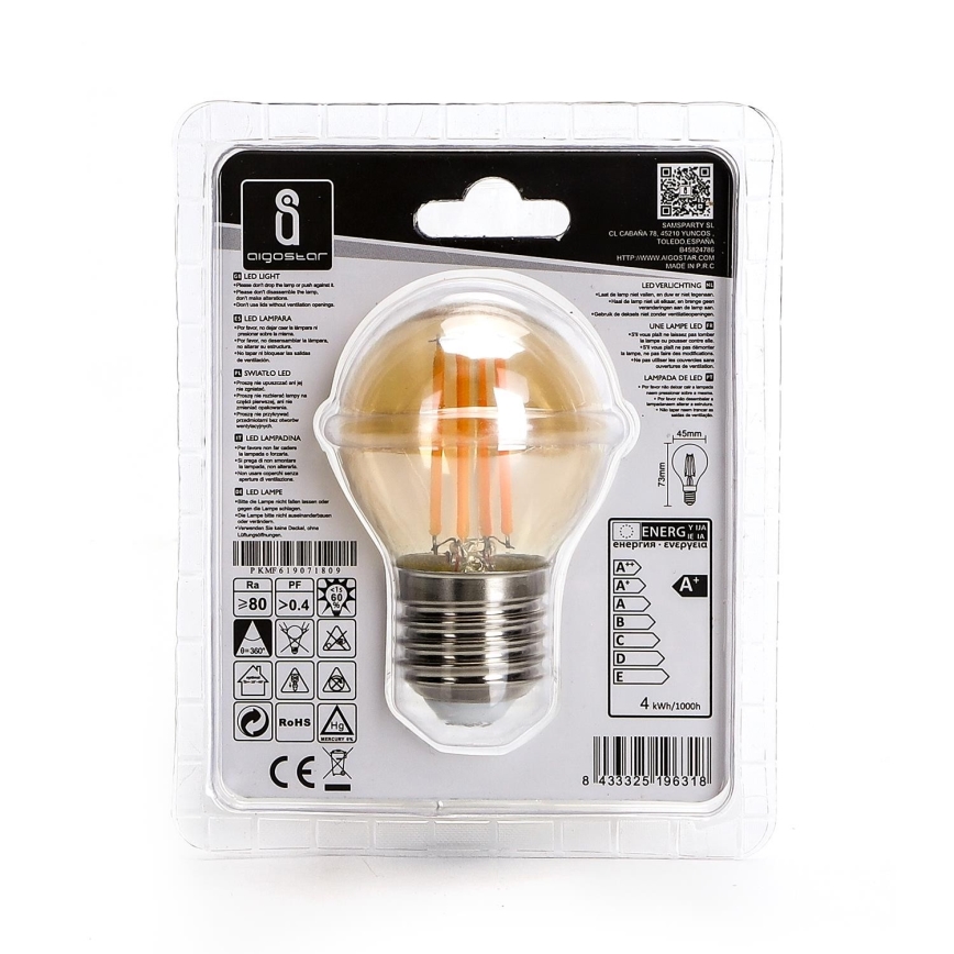 LED-polttimo G45 E27/4W/230V 2200K - Aigostar