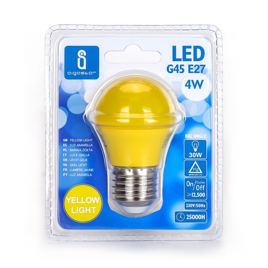 LED Polttimo G45 E27/4W/230V keltainen - Aigostar