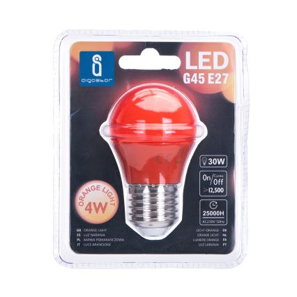 LED Polttimo G45 E27/4W/230V oranssi - Aigostar
