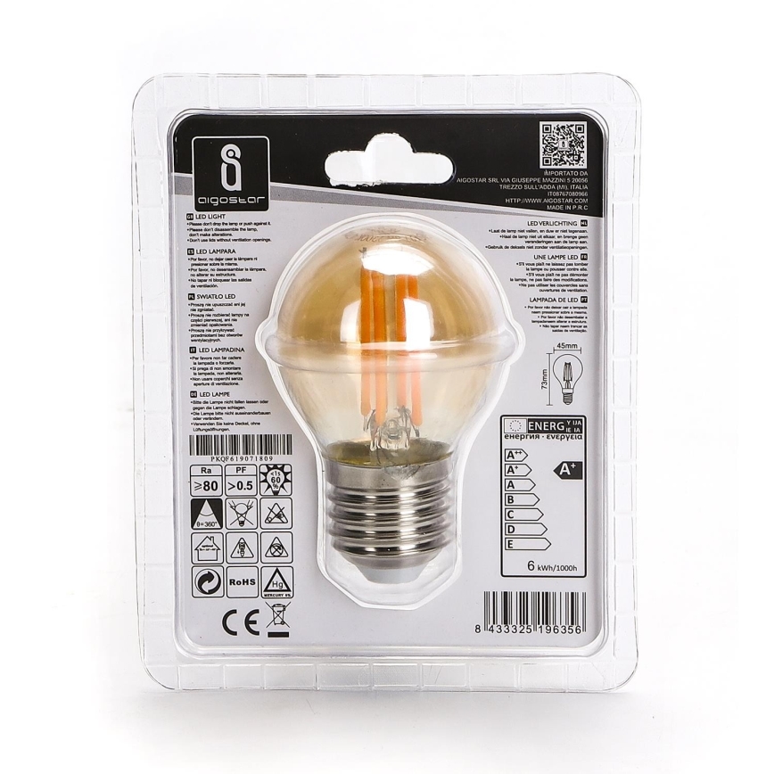 LED-polttimo G45 E27/6W/230V 2200K - Aigostar
