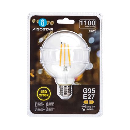 LED-polttimo G95 E27/10W/230V 2700K - Aigostar