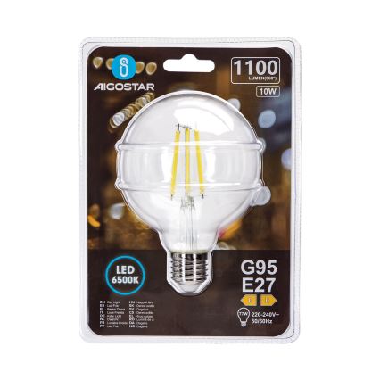 LED-polttimo G95 E27/10W/230V 6500K - Aigostar
