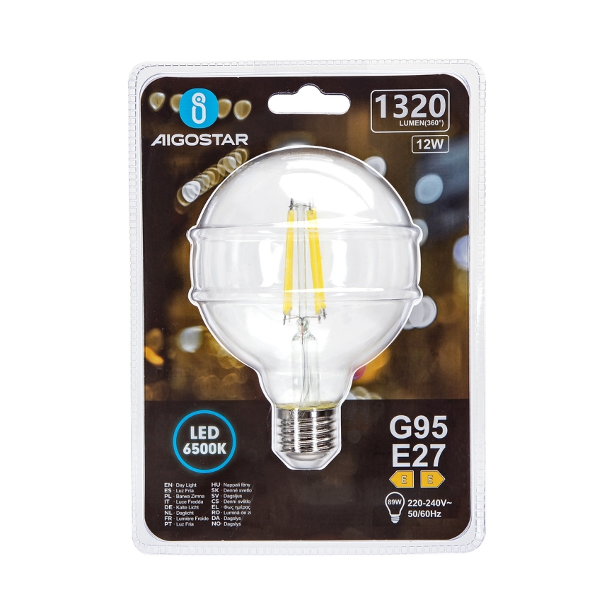 LED-polttimo G95 E27/12W/230V 6500K - Aigostar