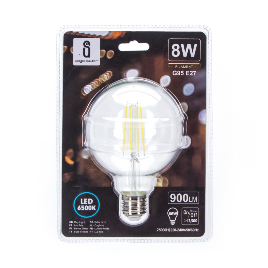 LED-polttimo G95 E27/8W/230V 6500K - Aigostar