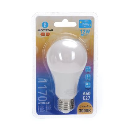 LED-polttimo hämäräsensori A60 E27/12W/230V 3000K - Aigostar
