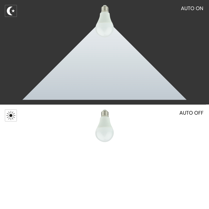 LED Polttimo hämärätunnistimella A60 E27/9W/230V 3000K