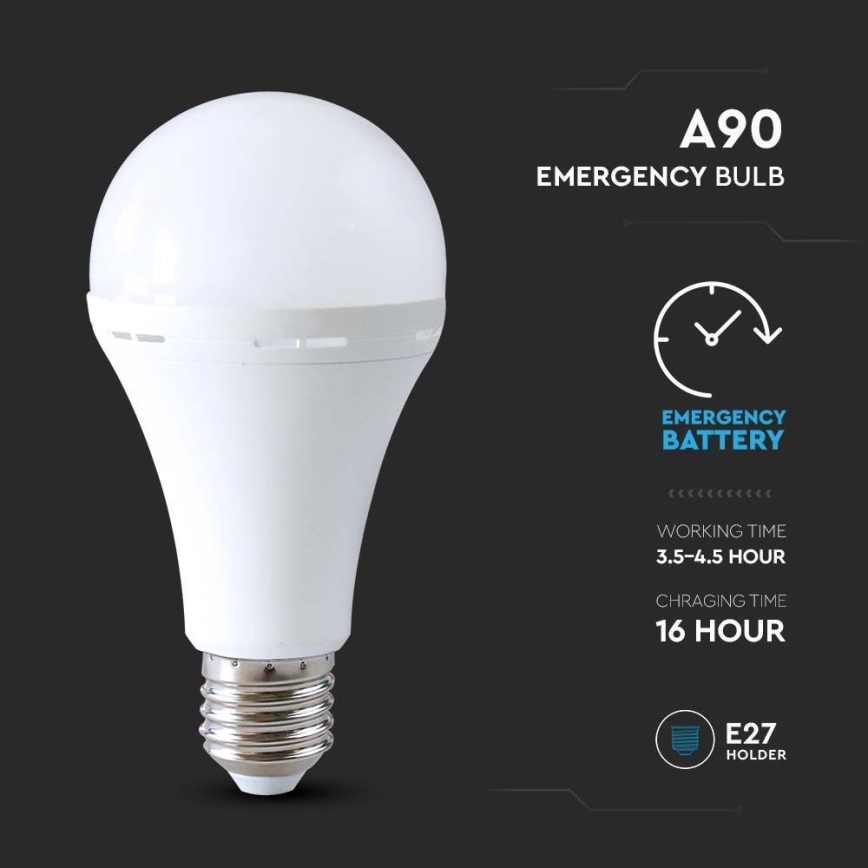 LED Polttimo hätävalolla A90 E27/15W/230V 4000K