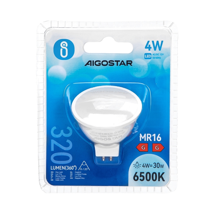 LED-polttimo MR16 GU5,3/4W/12V 6500K - Aigostar