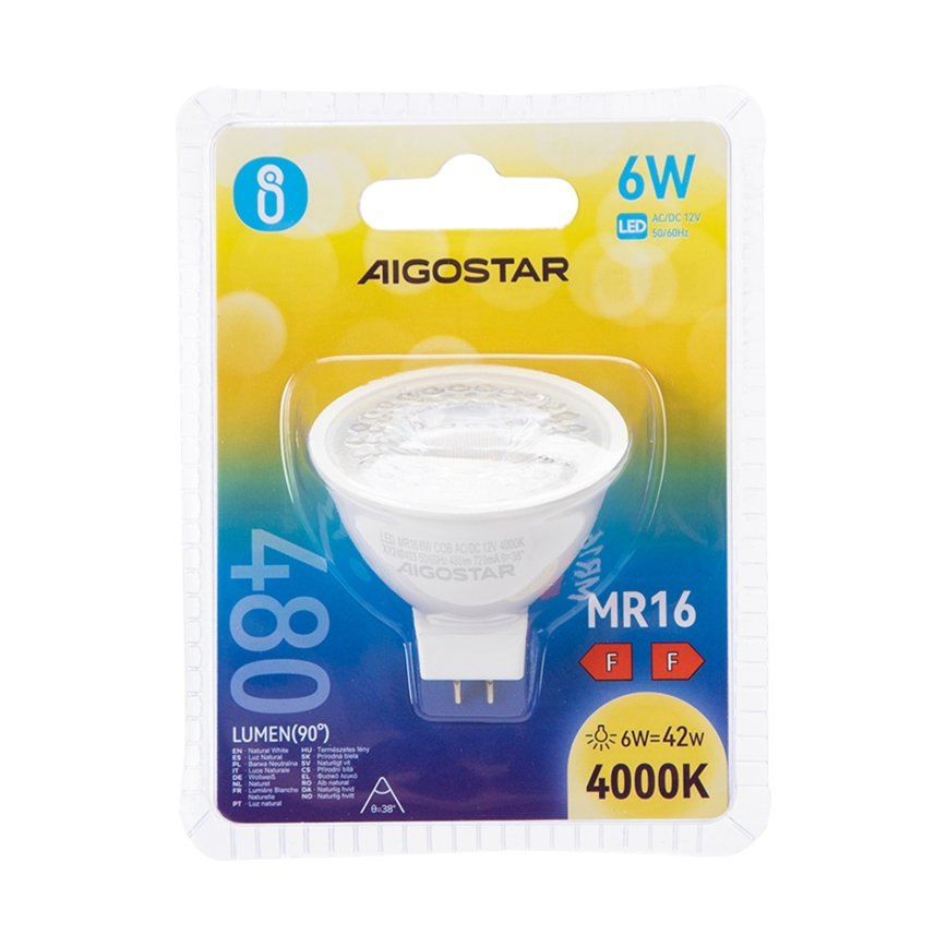 LED-polttimo MR16 GU5,3/6W/12V 4000K - Aigostar