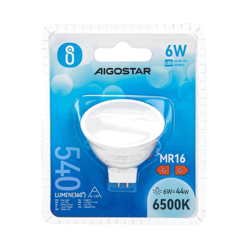 LED-polttimo MR16 GU5,3/6W/12V 6500K - Aigostar