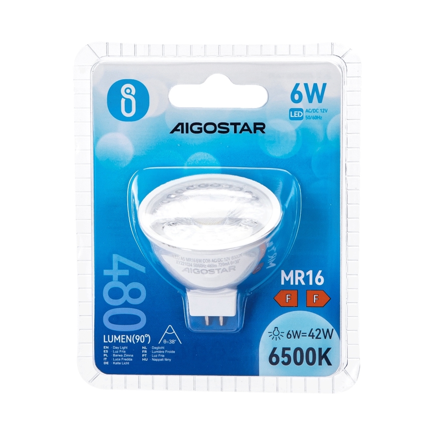 LED-polttimo MR16 GU5,3/6W/12V 6500K - Aigostar