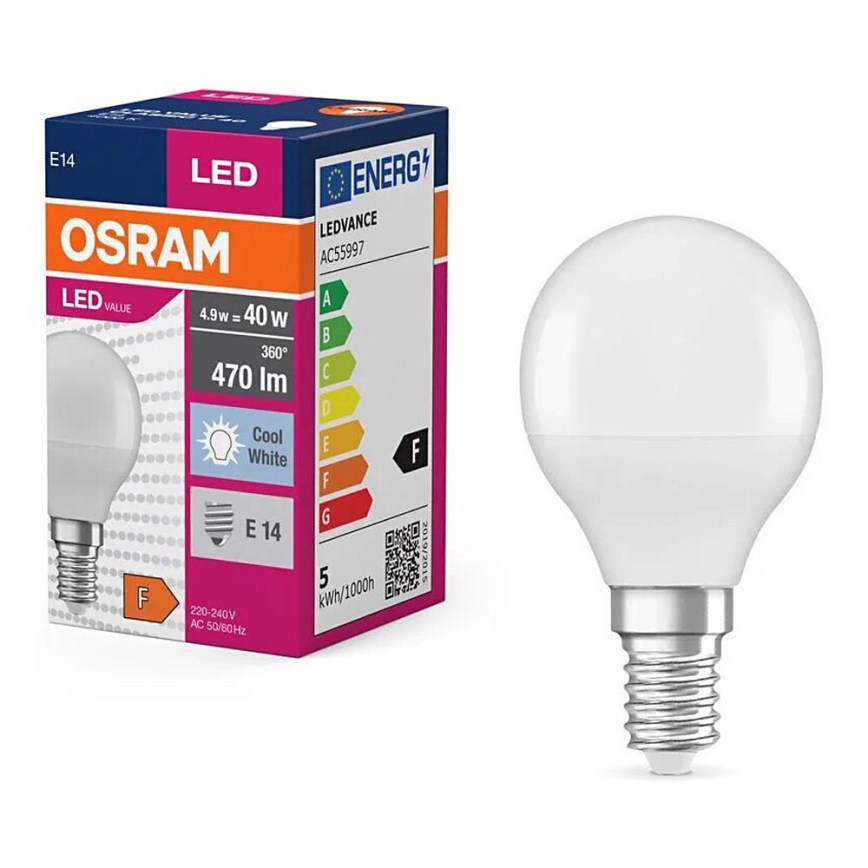 LED-polttimo P40 E14/4,9W/230V 4000K - Osram