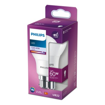 LED-polttimo Philips A60 B22/7,5W/230V 4000K