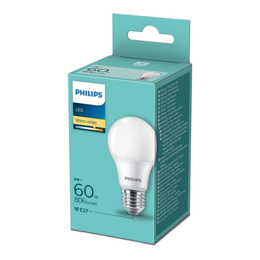 LED-polttimo Philips A60 E27/8W/230V 2700K