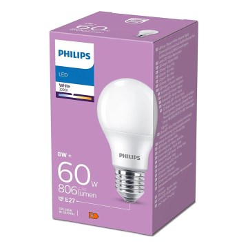 LED-polttimo Philips A60 E27/8W/230V 3000K