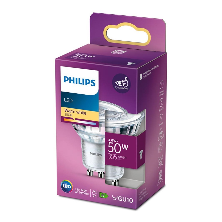 LED-polttimo Philips GU10/4,6W/230V 2700K