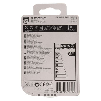 LED Polttimo Philips GY6,35/1,7W/12V 3000K