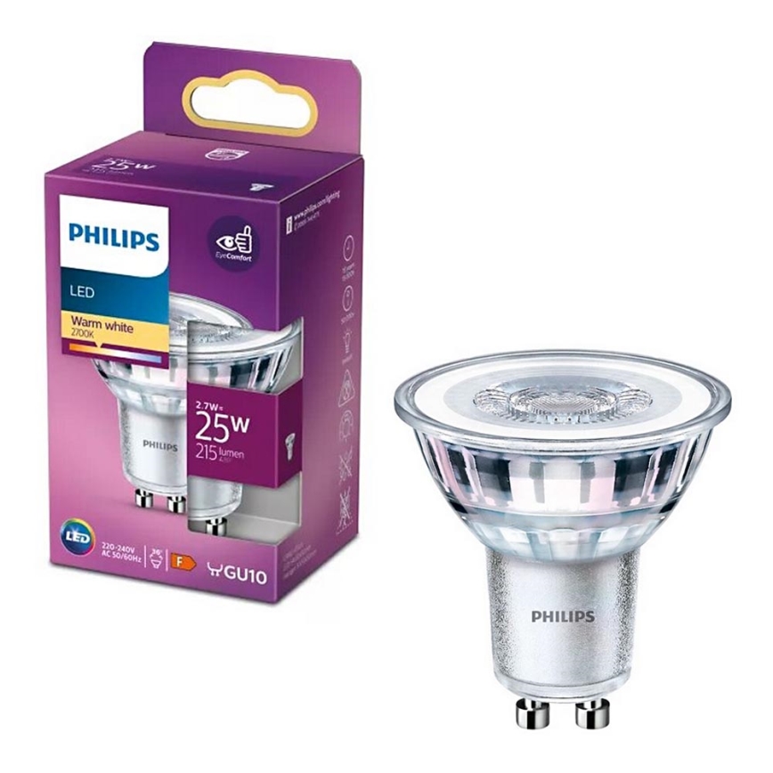 LED-polttimo Philips PAR16 GU10/2,7W/230V 2700K