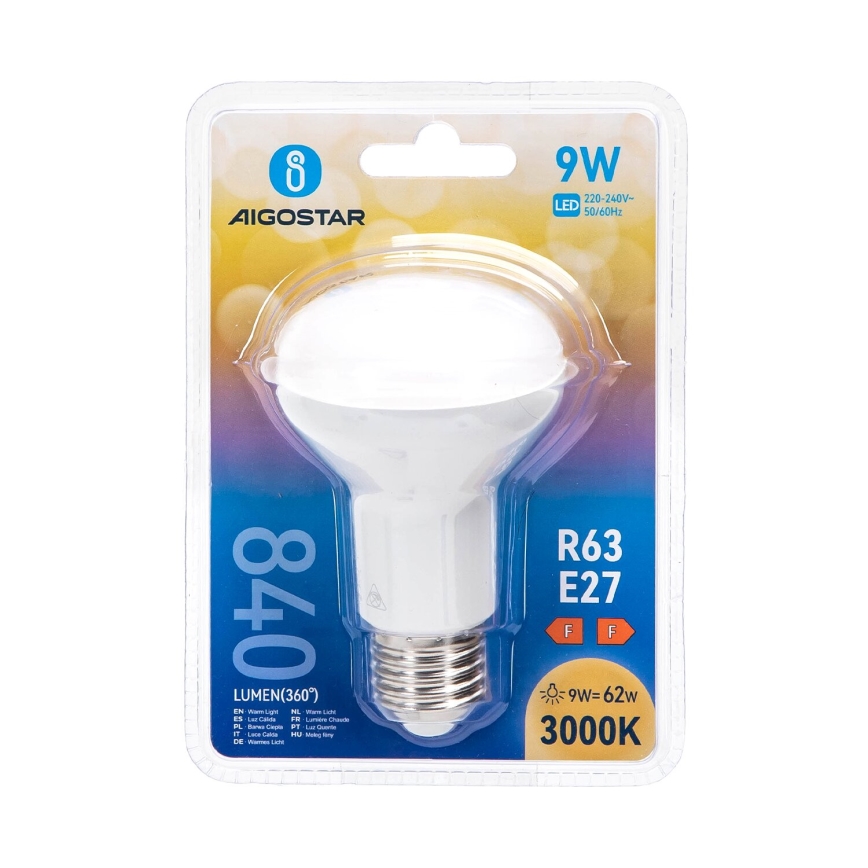 LED-polttimo R63 E27/9W/230V 3000K - Aigostar
