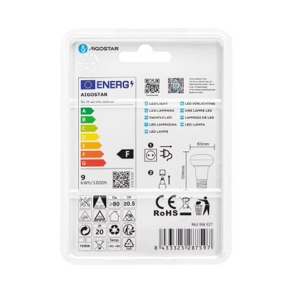 LED-polttimo R63 E27/9W/230V 3000K - Aigostar