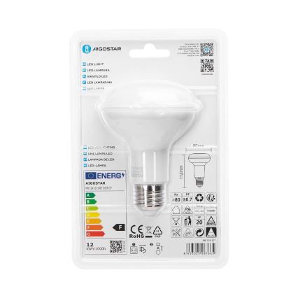 LED-polttimo R80 E27/12W/230V 3000K - Aigostar