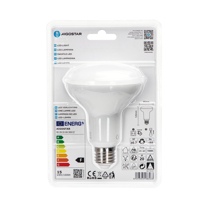 LED-polttimo R90 E27/15W/230V 3000K - Aigostar