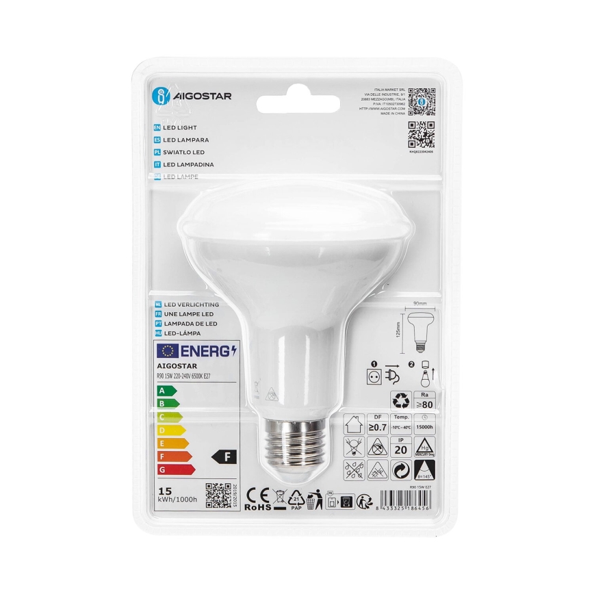LED-polttimo R90 E27/15W/230V 6500K - Aigostar