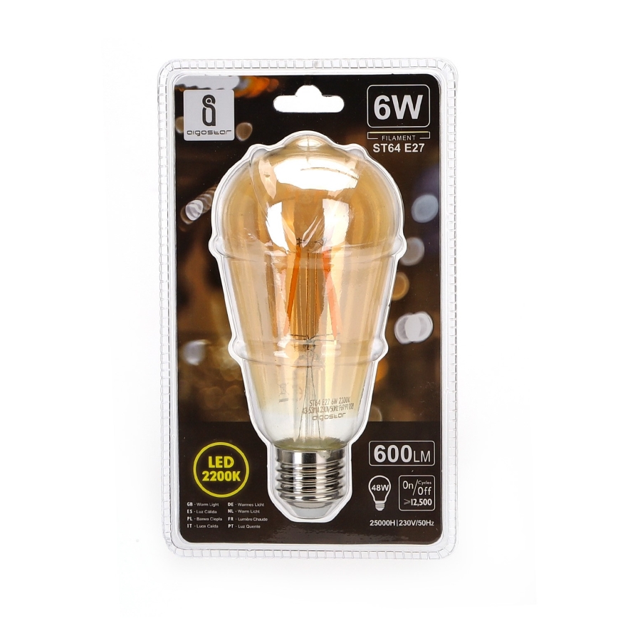 LED Polttimo ST64 E27/6W/230V 2200K - Aigostar
