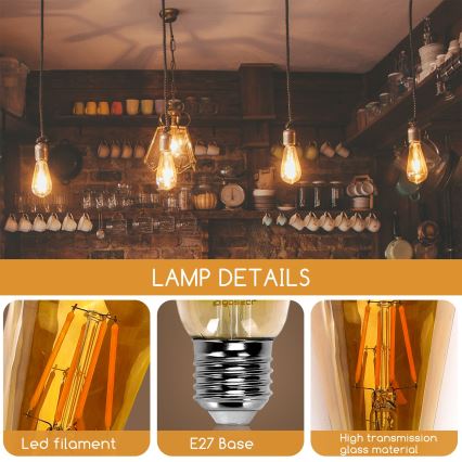 LED Polttimo ST64 E27/8W/230V 2200K - Aigostar