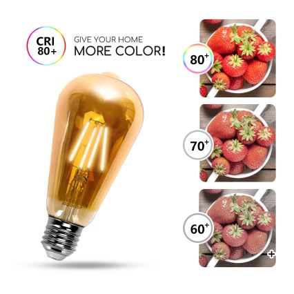 LED Polttimo ST64 E27/8W/230V 2200K - Aigostar