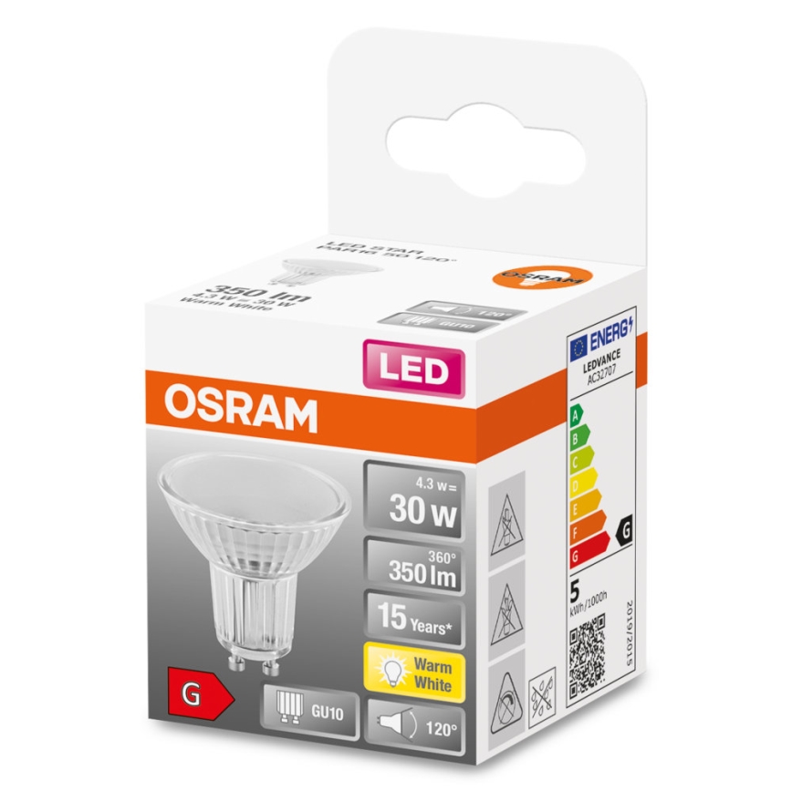 LED-polttimo STAR PAR16 GU10/4,3W/230V 2700K 120° - Osram